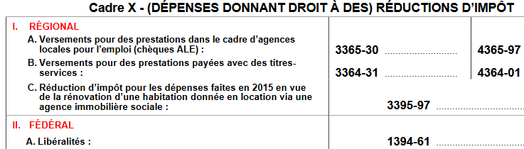 le cadre X II A de la déclaration d'impôt - capture d'écran