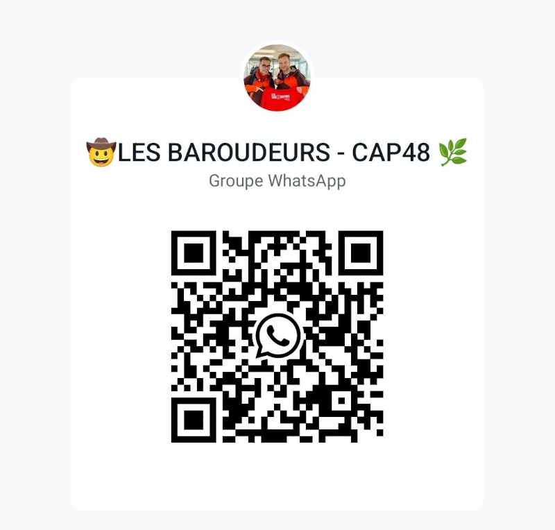 QR code pour rejoindre le groupe Whatsapp qui sui t les baroudeurs